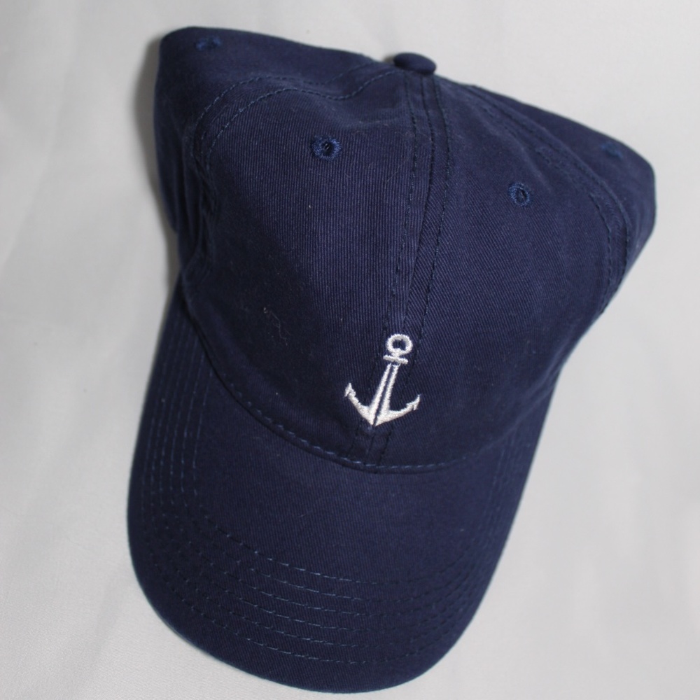 Navy Blue Hat with anchro embroidered.